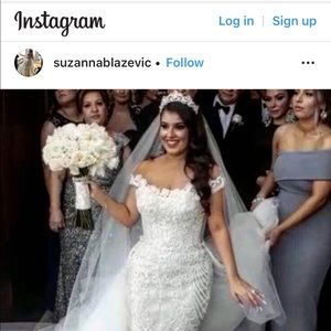 Designer Wedding Dress Oyster Pearl White Color!